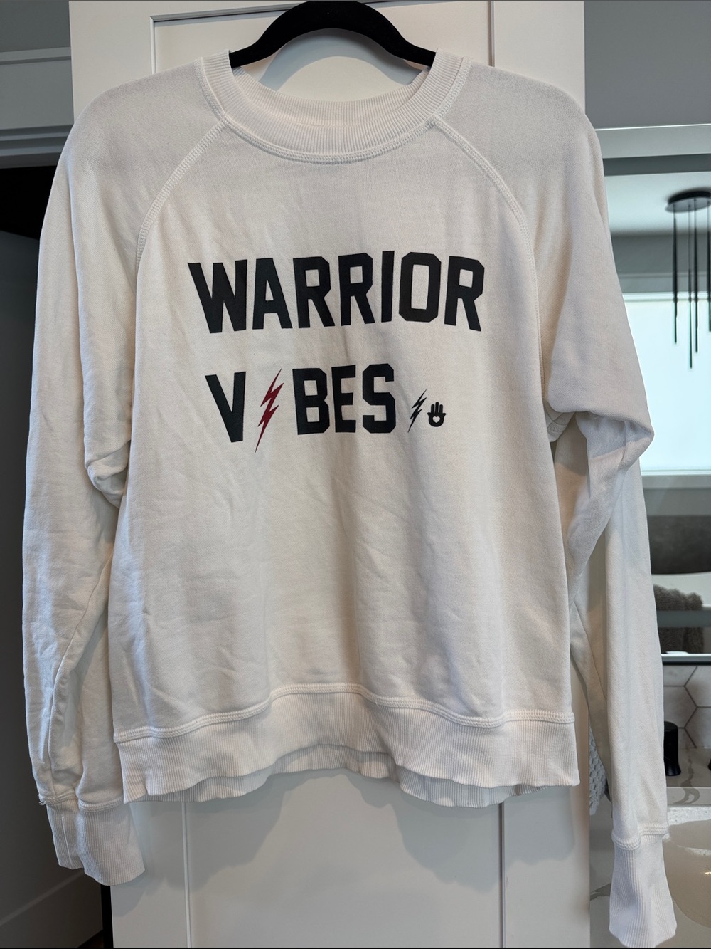 Spiritual Gangster Kendall Toole White "Warrior Vibes" Graphic Sweatshirt